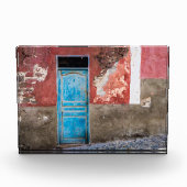 青カラフル扉付き壁 フォトブロック (正面)