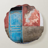 青カラフル扉付き壁 ラウンドクッション (裏面)