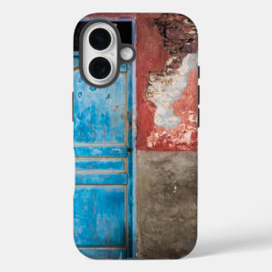 青カラフル扉付き壁 iPhone 16ケース