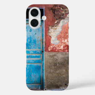 青カラフル扉付き壁 iPhone 16ケース