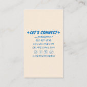 青カラフル手書き描レトロファンキーフローラ 名刺 (裏面)