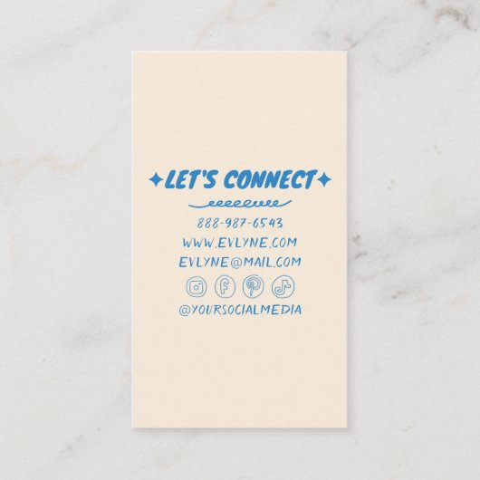 青カラフル手書き描レトロファンキーフローラ 名刺 (裏面)