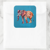 青カラフル数々の色の象 スクエアシール (バッグ)