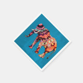 青カラフル数々の色の象 スタンダードカクテルナプキン (角)