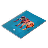 青カラフル数々の色の象 ノートブック (左側)