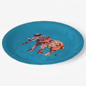 青カラフル数々の色の象 ペーパープレート (アングル)