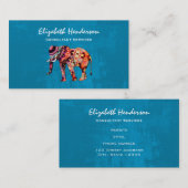 青カラフル数々の色の象 名刺 (正面/裏面)