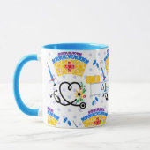 青カラフル水玉模様看護用具 マグカップ (左)