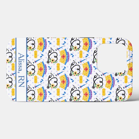 青カラフル水玉模様看護用具 Case-Mate iPhoneケース (裏面 (横))