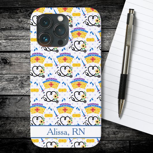 青カラフル水玉模様看護用具 Case-Mate iPhoneケース