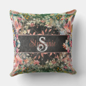 青カラフル水色の花パーソナライズされた クッション (裏面)