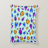 青カラフル海に浮かぶ熱帯魚の柄 アクセントクッション (裏面(縦))