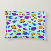 青カラフル海に浮かぶ熱帯魚の柄 アクセントクッション (裏面)