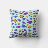 青カラフル海に浮かぶ熱帯魚の柄 クッション (裏面)