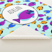 青カラフル海に浮かぶ熱帯魚の柄 シェルパブランケット (3/4)