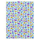 青カラフル海に浮かぶ熱帯魚の柄 テーブルクロス (正面)