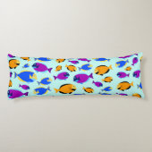 青カラフル海に浮かぶ熱帯魚の柄 ボディピロー (裏面)
