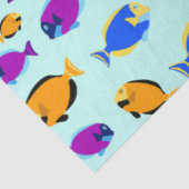 青カラフル海に浮かぶ熱帯魚の柄 薄葉紙 (詳細)