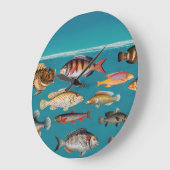 青カラフル海 ラージ壁時計 (傾斜)