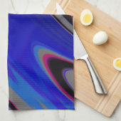 青カラフル灰色マゼンタフラクタルスワール キッチンタオル (四つ折り)