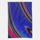 青カラフル灰色マゼンタフラクタルスワール キッチンタオル (縦)