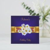 青カラフル白王室の花黄色金ゴールドボウ 招待状 (スタンド正面)