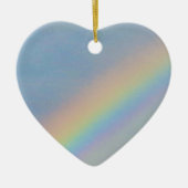 青カラフル空に虹、若い女性だけで セラミックオーナメント (正面)
