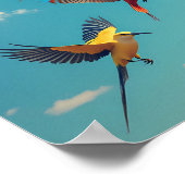 青カラフル空の鳥 ポスター (角)