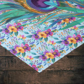 青カラフル紫の孔雀の羽と花 薄葉紙