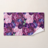 青カラフル紫バラ バスタオルセット (ハンドタオル)