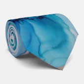 青カラフル紫ピンクグリーンフローラアート ネクタイ (ロール)