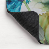 青カラフル紫ピンクグリーンフローラアート マウスパッド (コーナー)