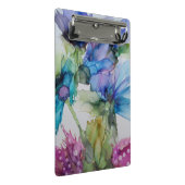 青カラフル紫ピンクグリーンフローラアート ミニクリップボード (アングル)