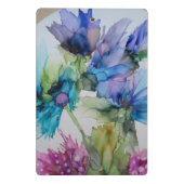 青カラフル紫ピンクグリーンフローラアート ミニクリップボード (裏面)