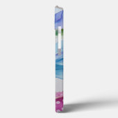 青カラフル紫ピンクグリーンフローラアート Case-Mate iPhoneケース (裏面 / 左)