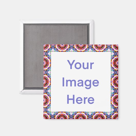 青カラフル緑はっきりした鮮ピンク幾何学模様 マグネット (正面/裏面)