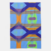 青カラフル緑オレンカスタマイズジアートパターン キッチンタオル (縦)