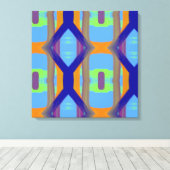 青カラフル緑オレンカスタマイズジアートパターン キャンバスプリント (インサイチュ (ウッドフロア))