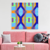 青カラフル緑オレンカスタマイズジアートパターン キャンバスプリント (インサイチュ (リビング))