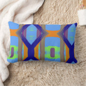 青カラフル緑オレンカスタマイズジアートパターン ランバークッション (ブランケット)