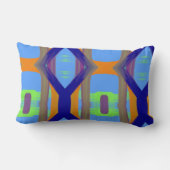 青カラフル緑オレンカスタマイズジアートパターン ランバークッション (裏面)