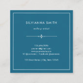 青カラフル緑ティール（緑がかった色）水彩抽象芸術 スクエア名刺 (裏面)