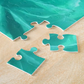 青カラフル緑フローラ ジグソーパズル (側面)