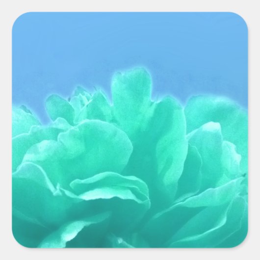 青カラフル緑フローラ スクエアシール (正面)