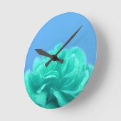 青カラフル緑フローラ ラウンド壁時計 (傾斜)