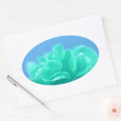 青カラフル緑フローラ 楕円形シール (封筒)