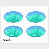 青カラフル緑フローラ 楕円形シール (シート)