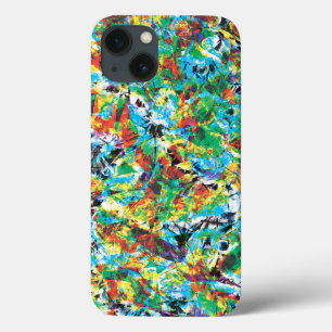 青カラフル緑春花文芸術 iPhone 13ケース