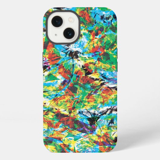 青カラフル緑春花文芸術 iPhoneケース (裏面)