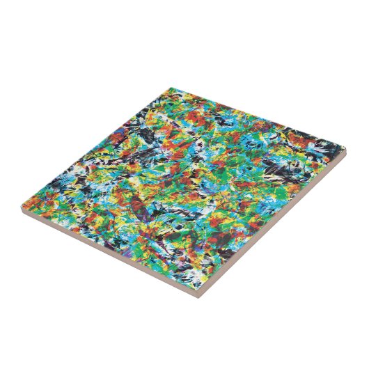 青カラフル緑色の春の花模様 タイル (側面)